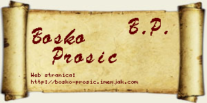 Boško Prošić vizit kartica